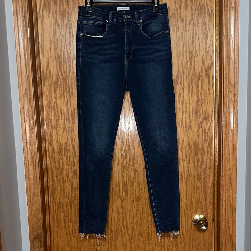 Good American crop Women's Dark Blue Jeans